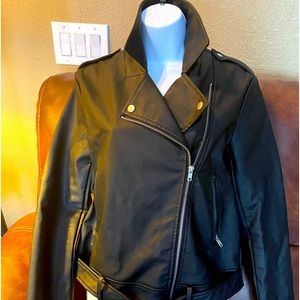 MISGUIDED SIZE 2 black FAUX jacket. Perfect condition